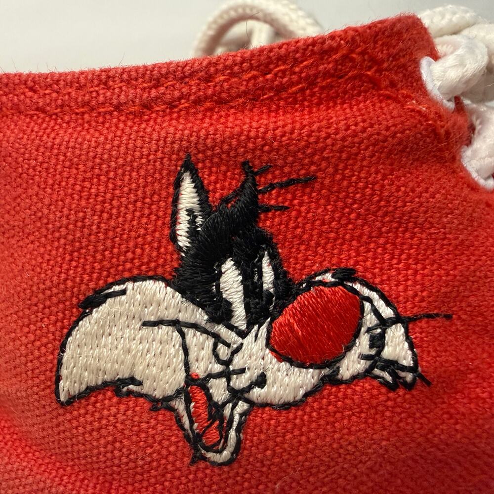 VTG Acme Baby Shoes Size 3 Sylvester Looney Tunes 80s 90s Red High Top Sneakers - Picture 3 of 13